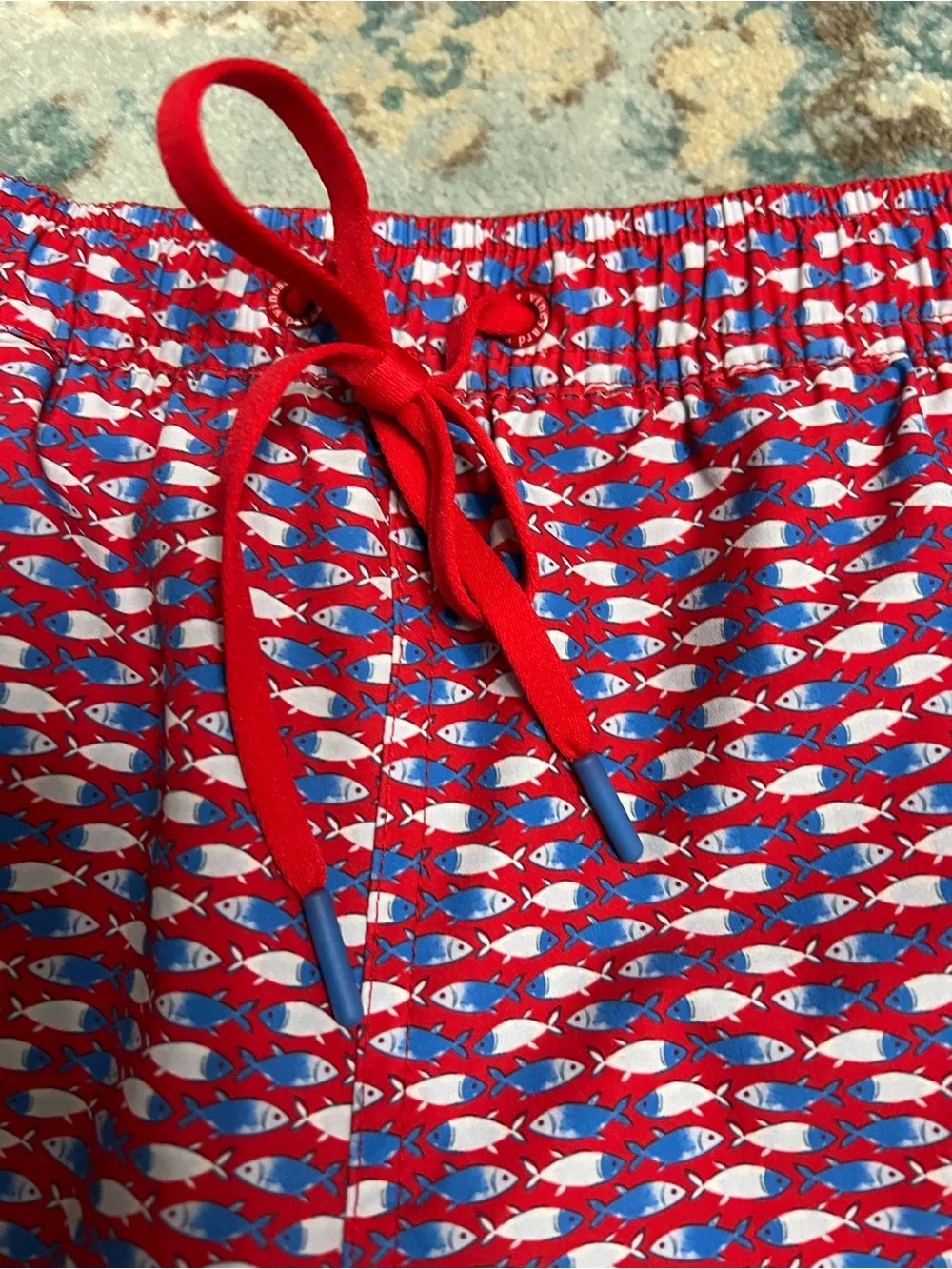 Vineyard Vines Men's Red Blue Patterned Swim Board Shorts